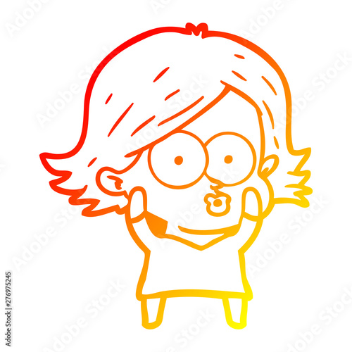 warm gradient line drawing cartoon girl pouting