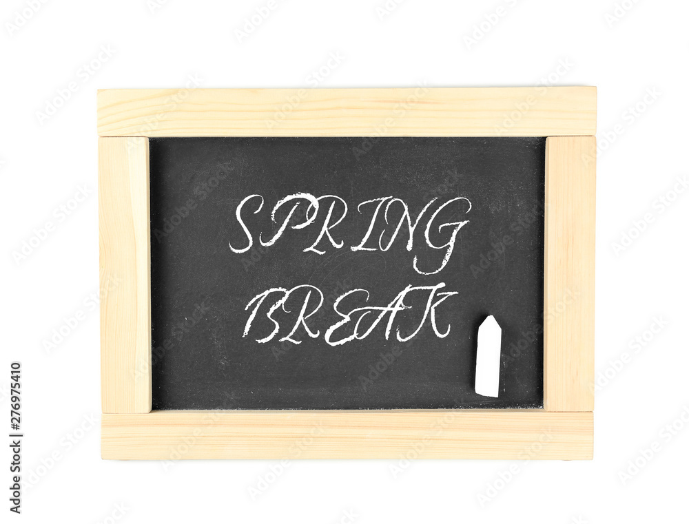 Fototapeta premium Small clean blackboard with chalk on white background