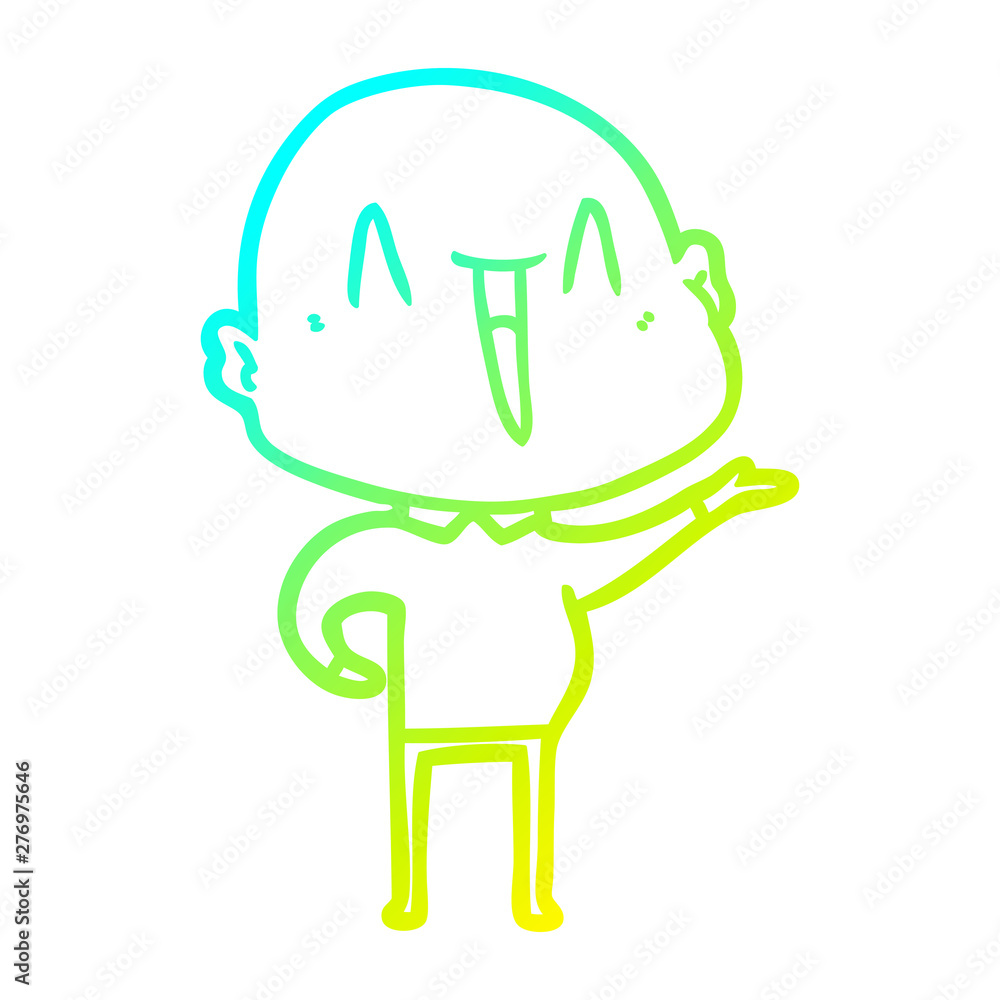 cold gradient line drawing happy cartoon bald man cold gradient line drawing happy cartoon bald man