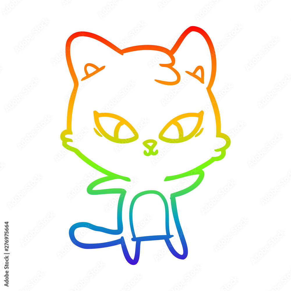 rainbow gradient line drawing cute cartoon cat rainbow gradient line drawing cute cartoon cat