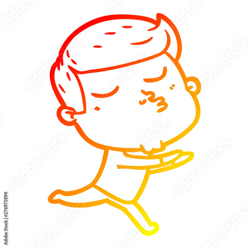 warm gradient line drawing cartoon model guy pouting