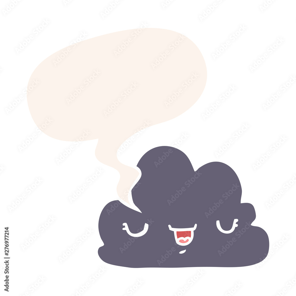 cute cartoon cloud and speech bubble in retro style cute cartoon cloud and speech bubble in retro style