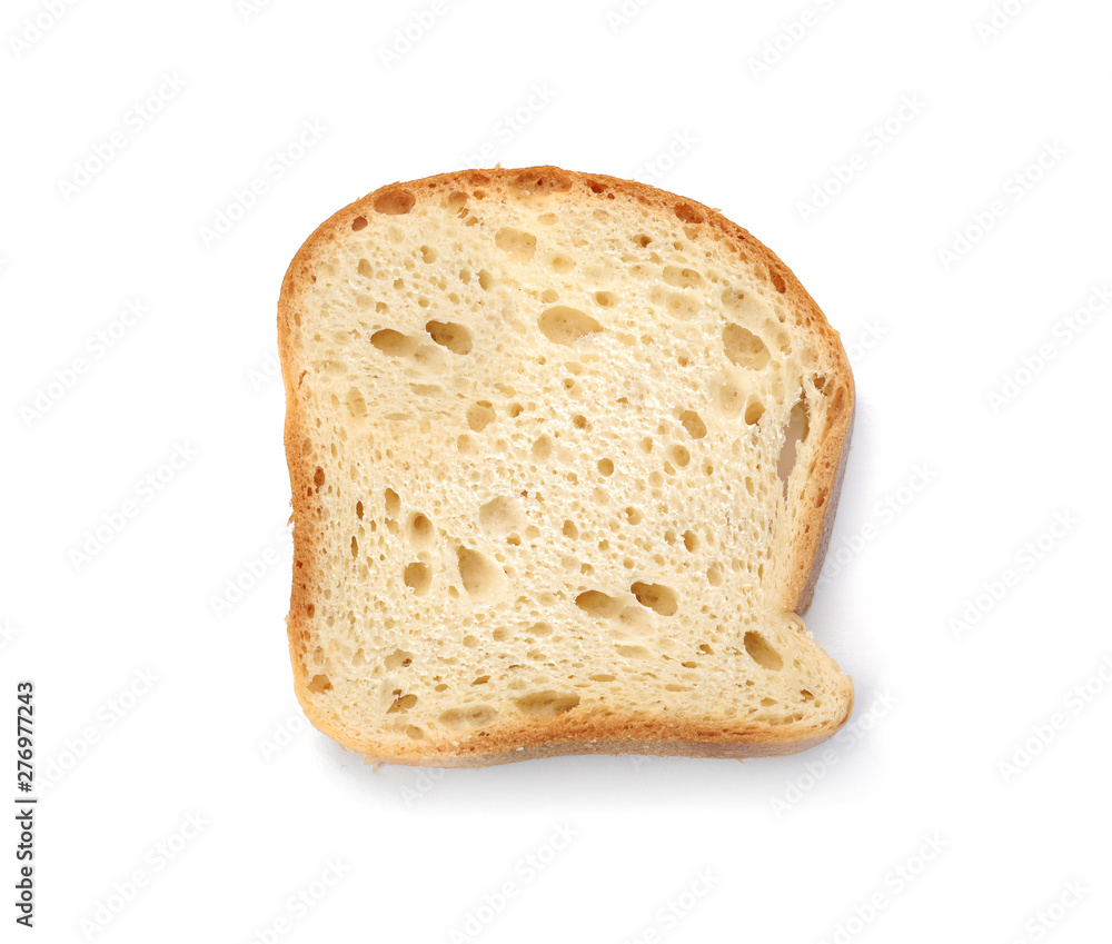 Slice of wheat bread isolated on white, top view Slice of wheat bread isolated on white, top view