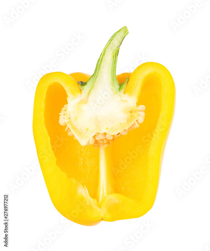 Half of yellow bell pepper isolated on white
