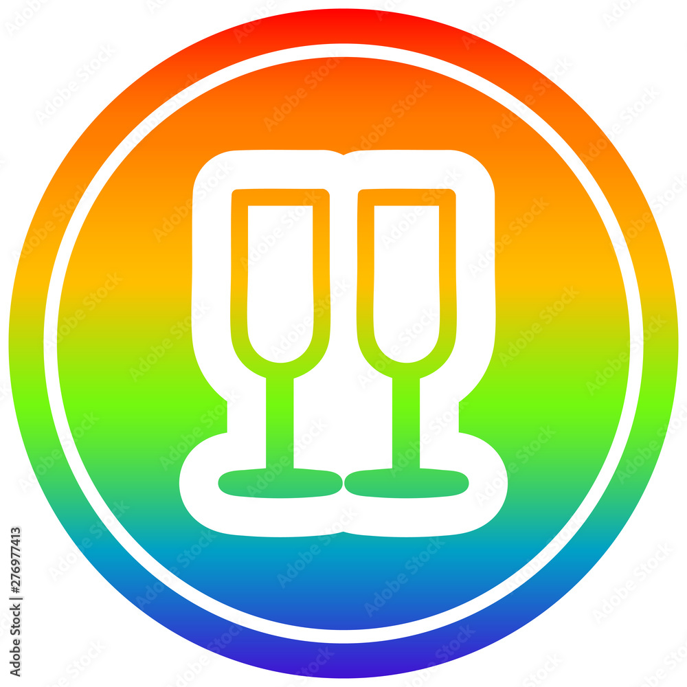 champagne glasses circular in rainbow spectrum champagne glasses circular in rainbow spectrum