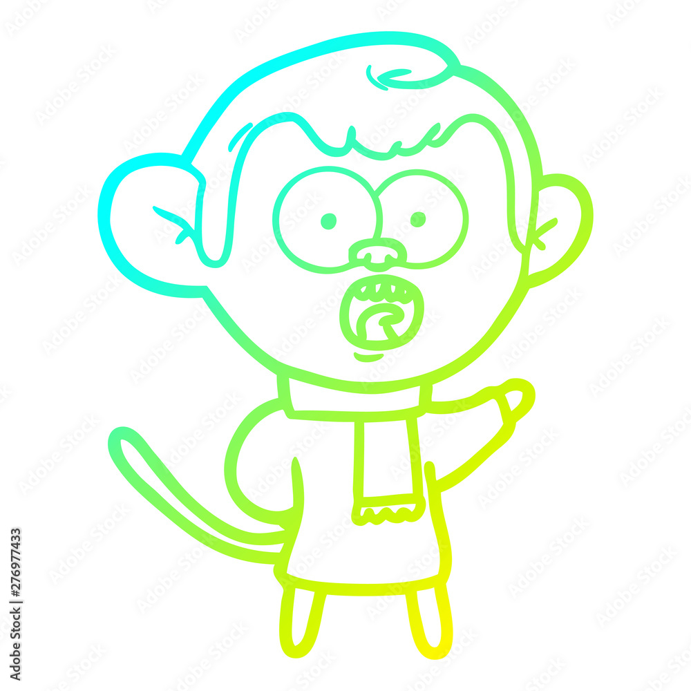 cold gradient line drawing cartoon shocked monkey cold gradient line drawing cartoon shocked monkey