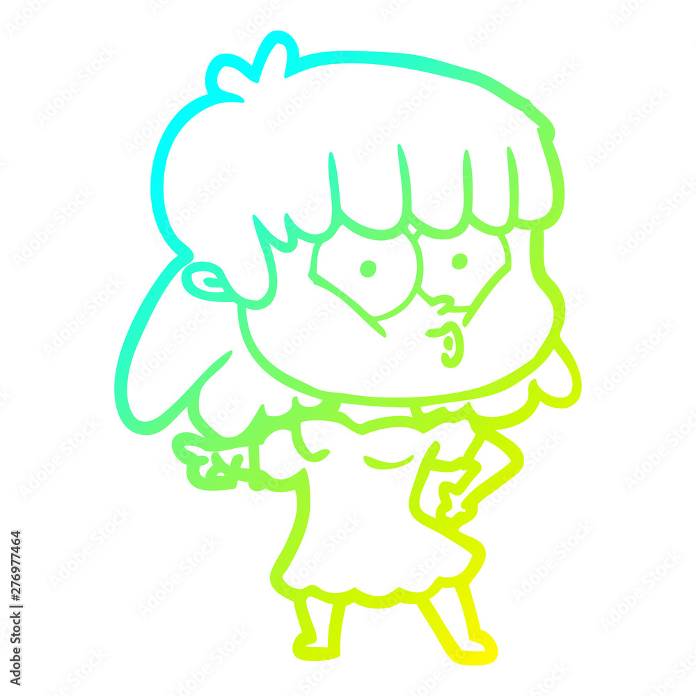 cold gradient line drawing cartoon whistling girl cold gradient line drawing cartoon whistling girl