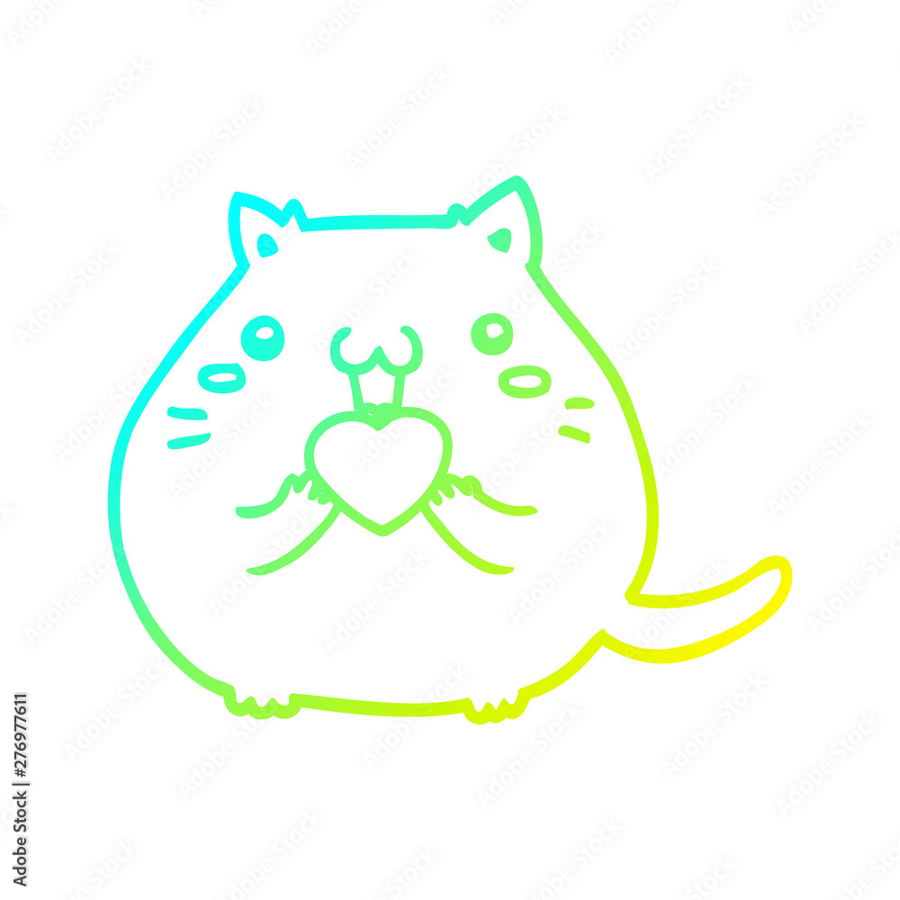 cold gradient line drawing cute cartoon cat in love cold gradient line drawing cute cartoon cat in love