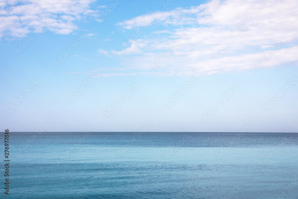 Beautiful view of sea and blue sky on sunny day