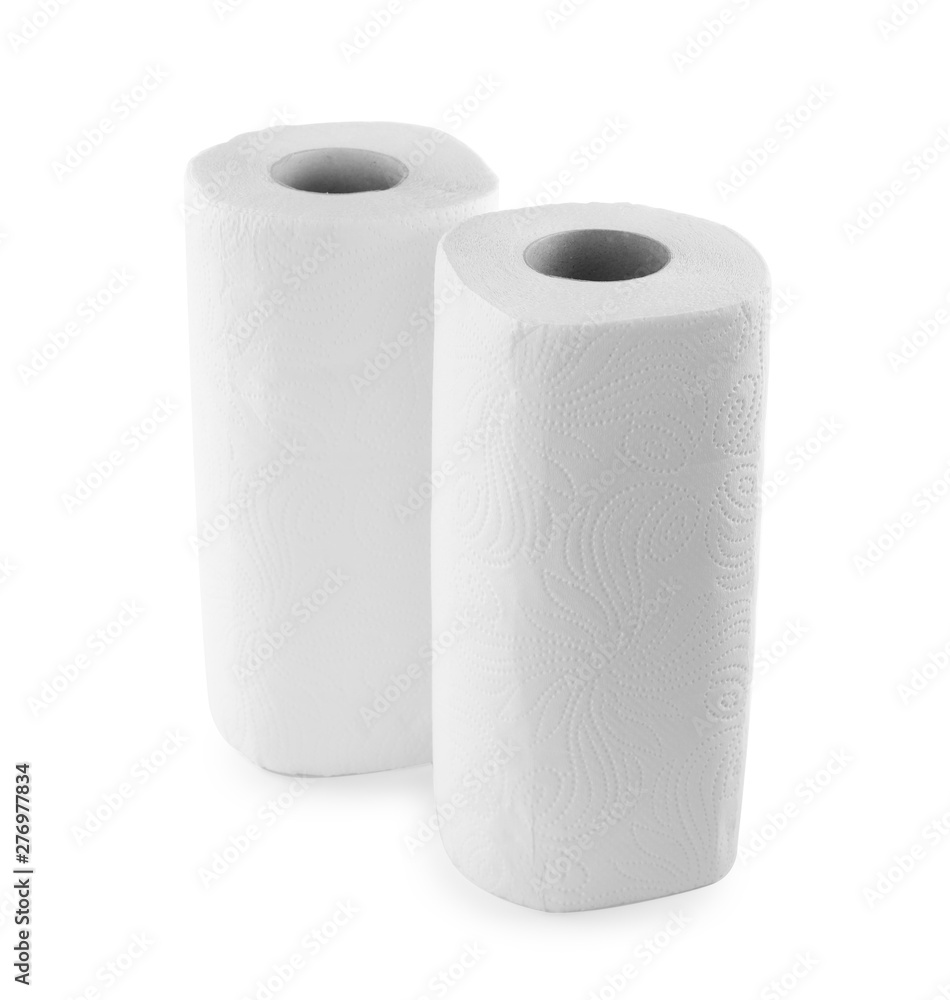 Rolls of paper towels on white background Rolls of paper towels on white background