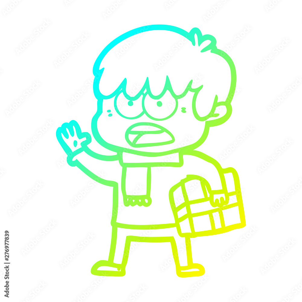 cold gradient line drawing worried cartoon boy cold gradient line drawing worried cartoon boy
