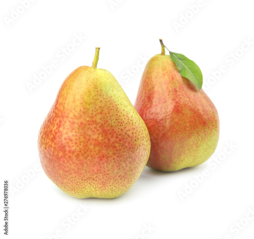 Ripe fresh juicy pears isolated on white