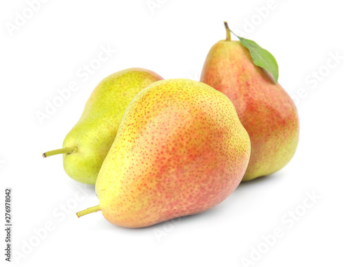 Ripe fresh juicy pears isolated on white