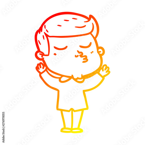 warm gradient line drawing cartoon model guy pouting