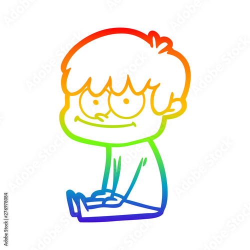 rainbow gradient line drawing happy cartoon man