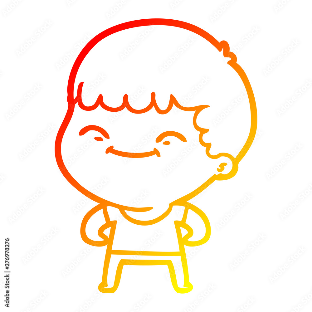 warm gradient line drawing cartoon happy boy warm gradient line drawing cartoon happy boy