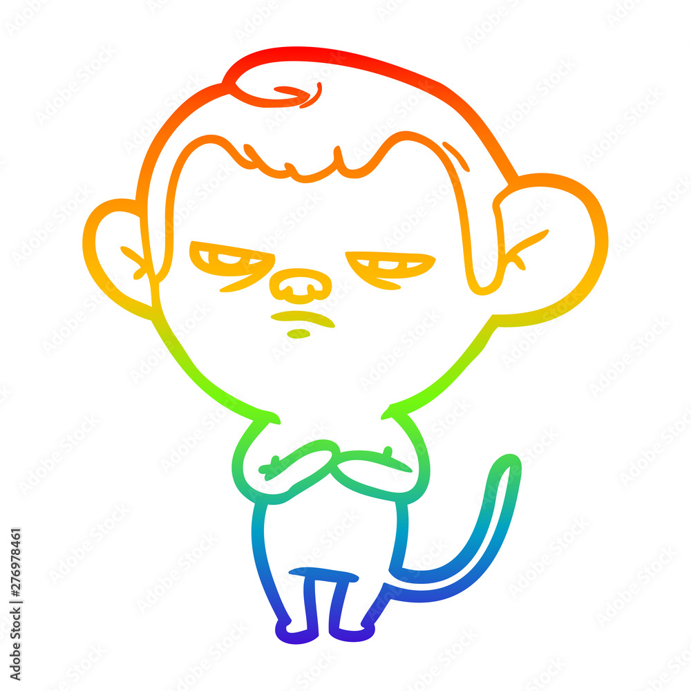 rainbow gradient line drawing cartoon monkey rainbow gradient line drawing cartoon monkey
