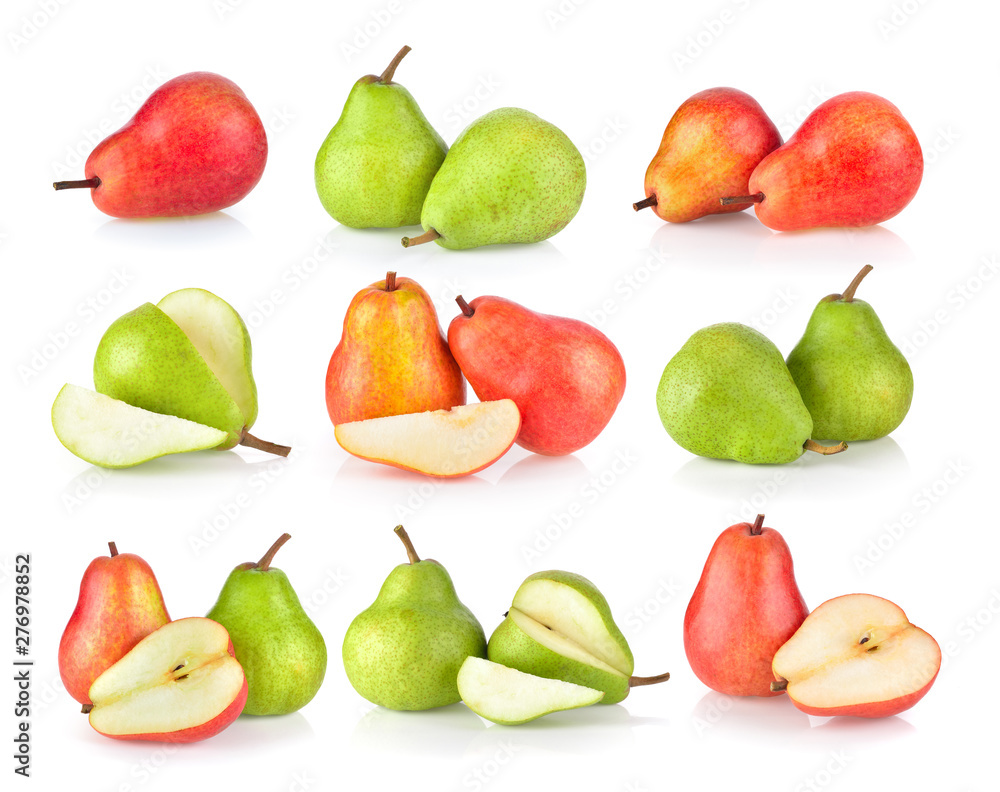 set of pears isolated on white background set of pears isolated on white background