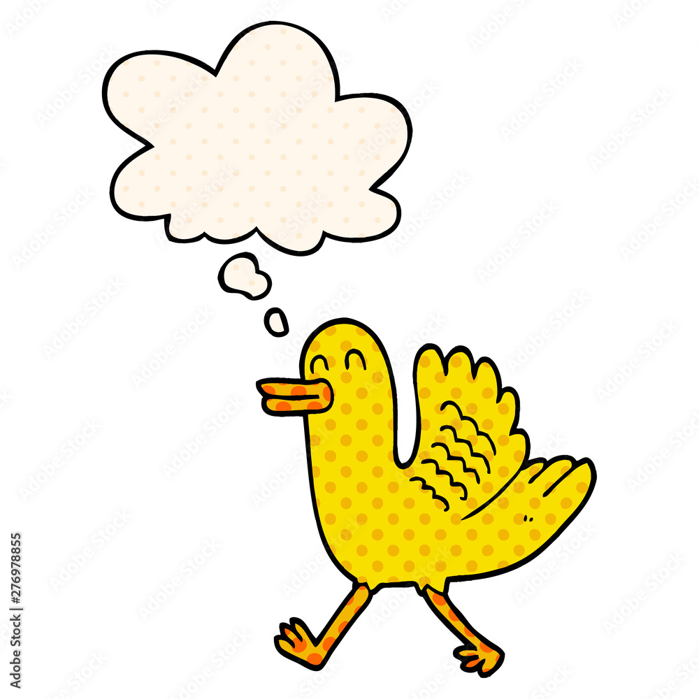 cartoon duck and thought bubble in comic book style cartoon duck and thought bubble in comic book style
