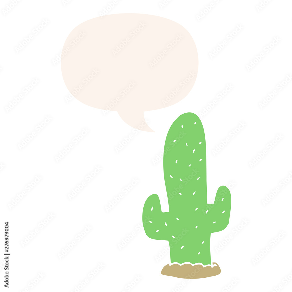 cartoon cactus and speech bubble in retro style cartoon cactus and speech bubble in retro style