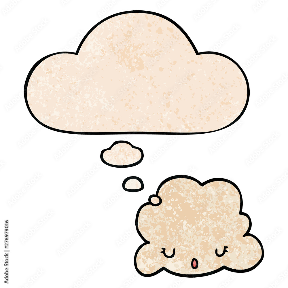 cute cartoon cloud and thought bubble in grunge texture pattern style cute cartoon cloud and thought bubble in grunge texture pattern style