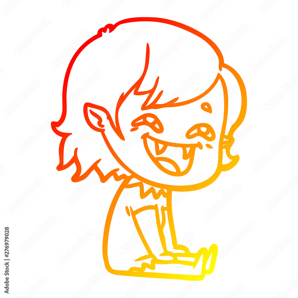 warm gradient line drawing cartoon laughing vampire girl warm gradient line drawing cartoon laughing vampire girl