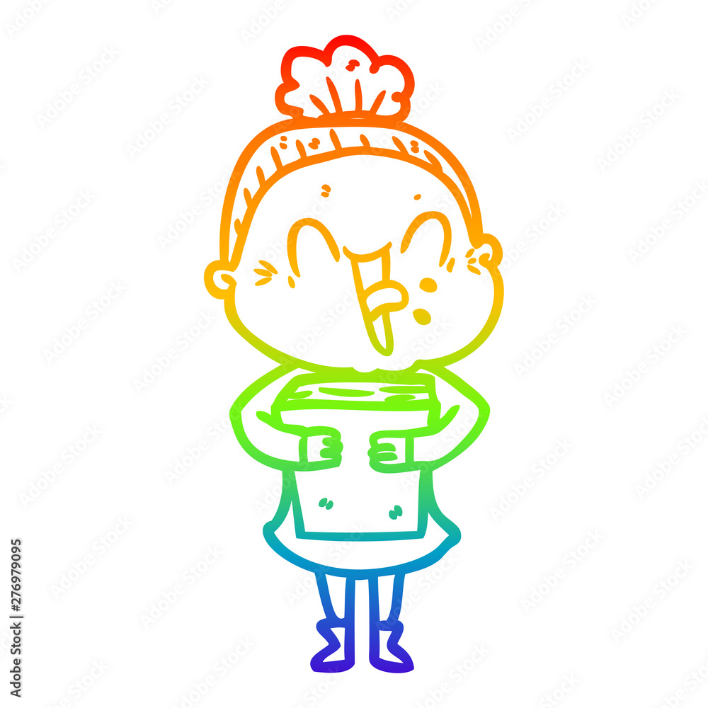 rainbow gradient line drawing cartoon happy old woman rainbow gradient line drawing cartoon happy old woman