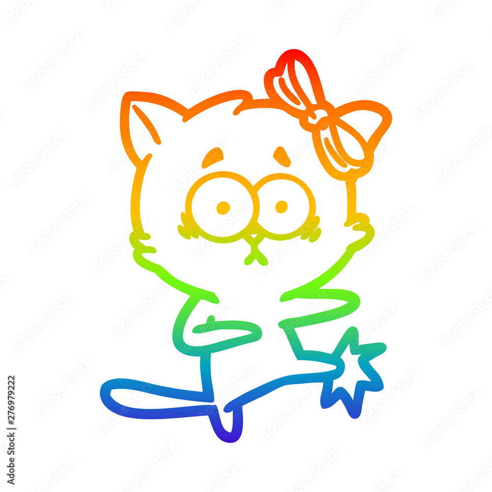 rainbow gradient line drawing cartoon cat rainbow gradient line drawing cartoon cat