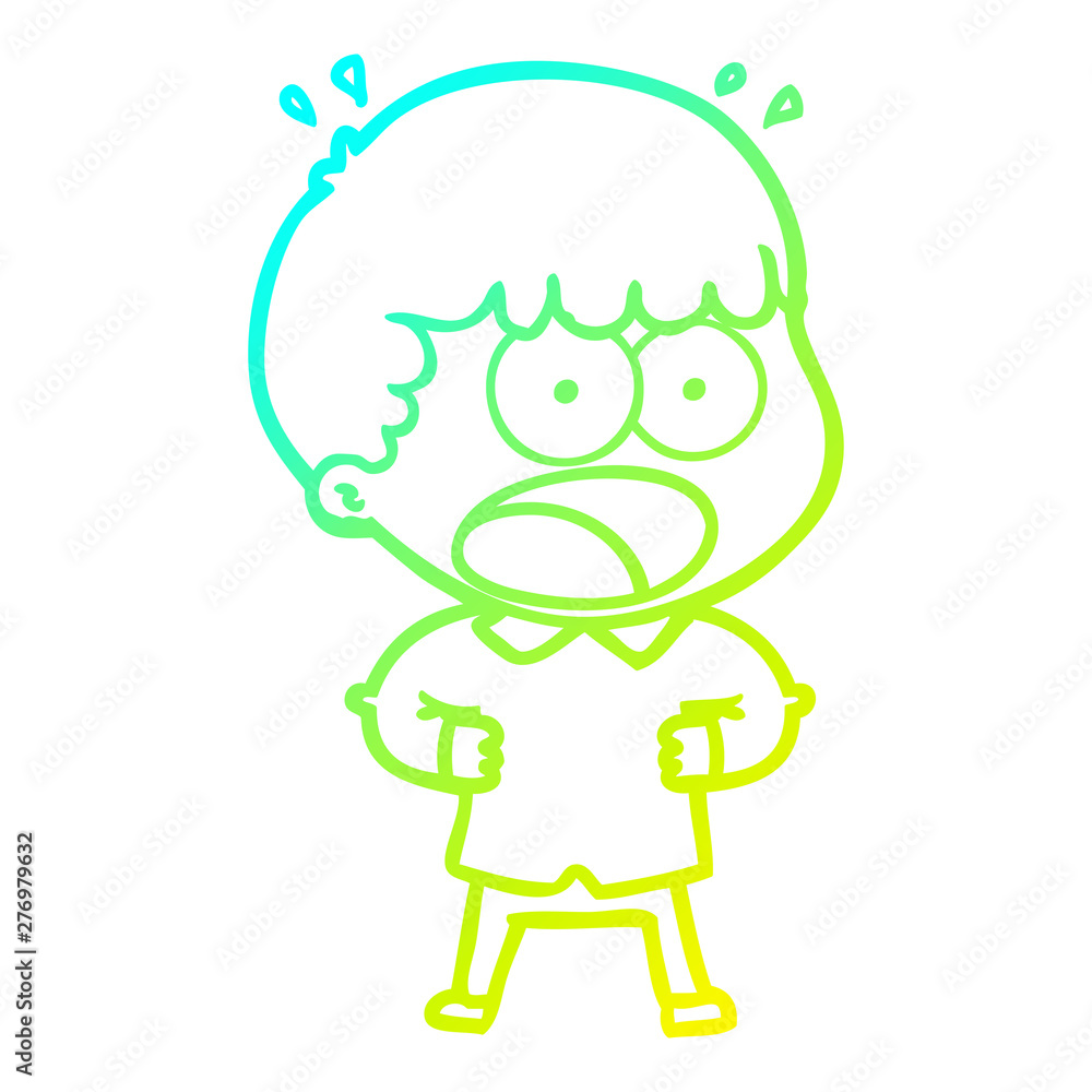 cold gradient line drawing cartoon shocked man cold gradient line drawing cartoon shocked man