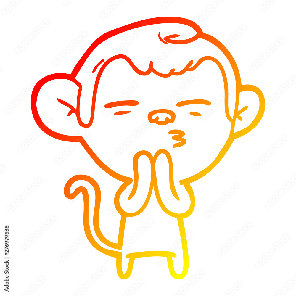 warm gradient line drawing cartoon suspicious monkey warm gradient line drawing cartoon suspicious monkey