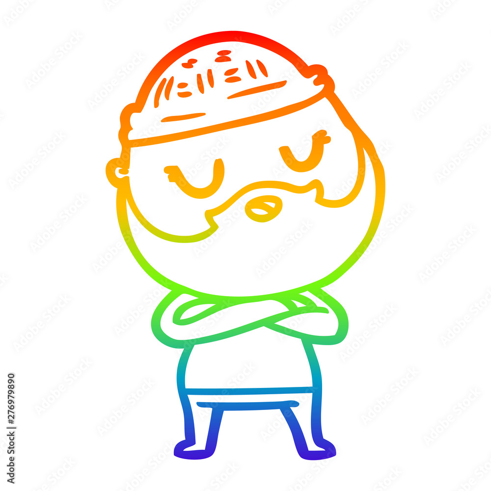 rainbow gradient line drawing cartoon man with beard rainbow gradient line drawing cartoon man with beard