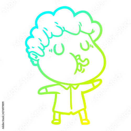cold gradient line drawing cartoon man pulling face
