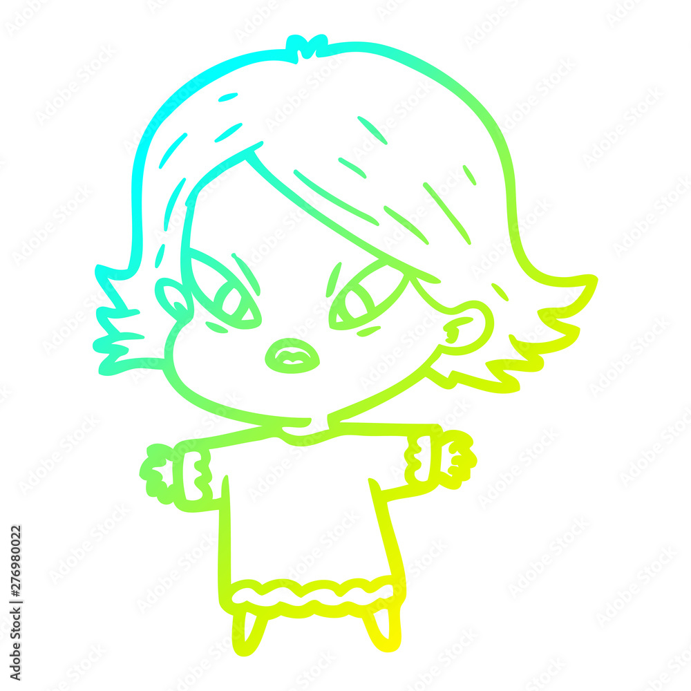 cold gradient line drawing cartoon stressed woman cold gradient line drawing cartoon stressed woman