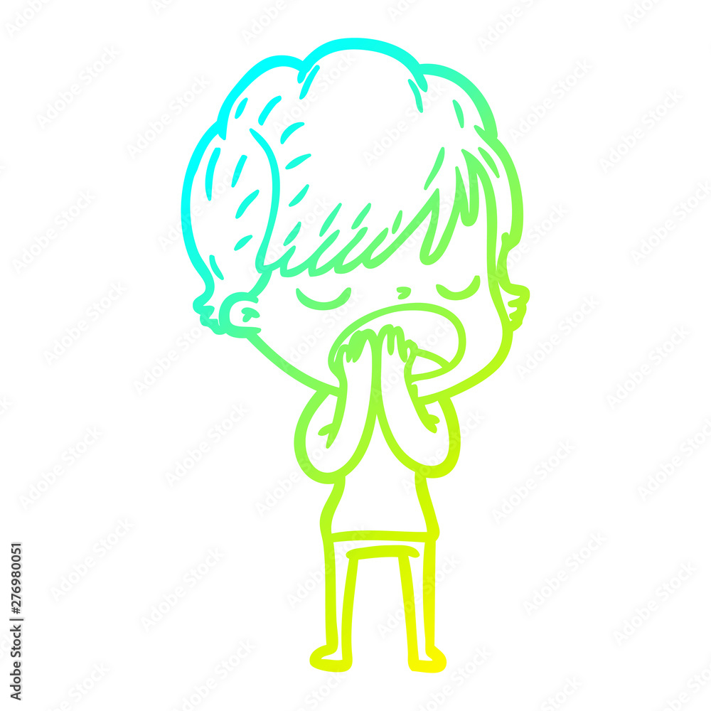 cold gradient line drawing cartoon woman talking cold gradient line drawing cartoon woman talking