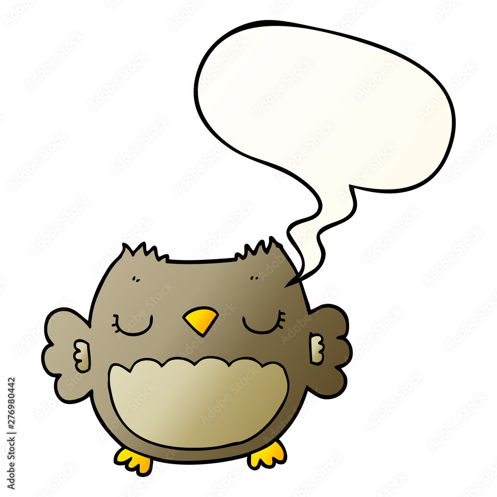 cute cartoon owl and speech bubble in smooth gradient style cute cartoon owl and speech bubble in smooth gradient style