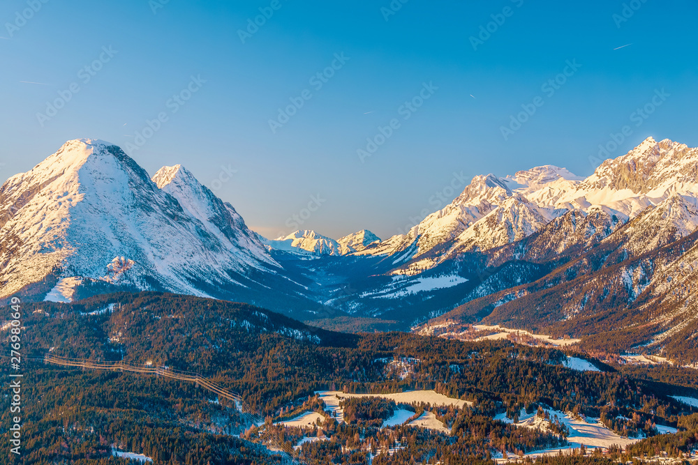 View of winter Alpine landscape in the Austrian federal state of Tirol.Seefeld.Austria