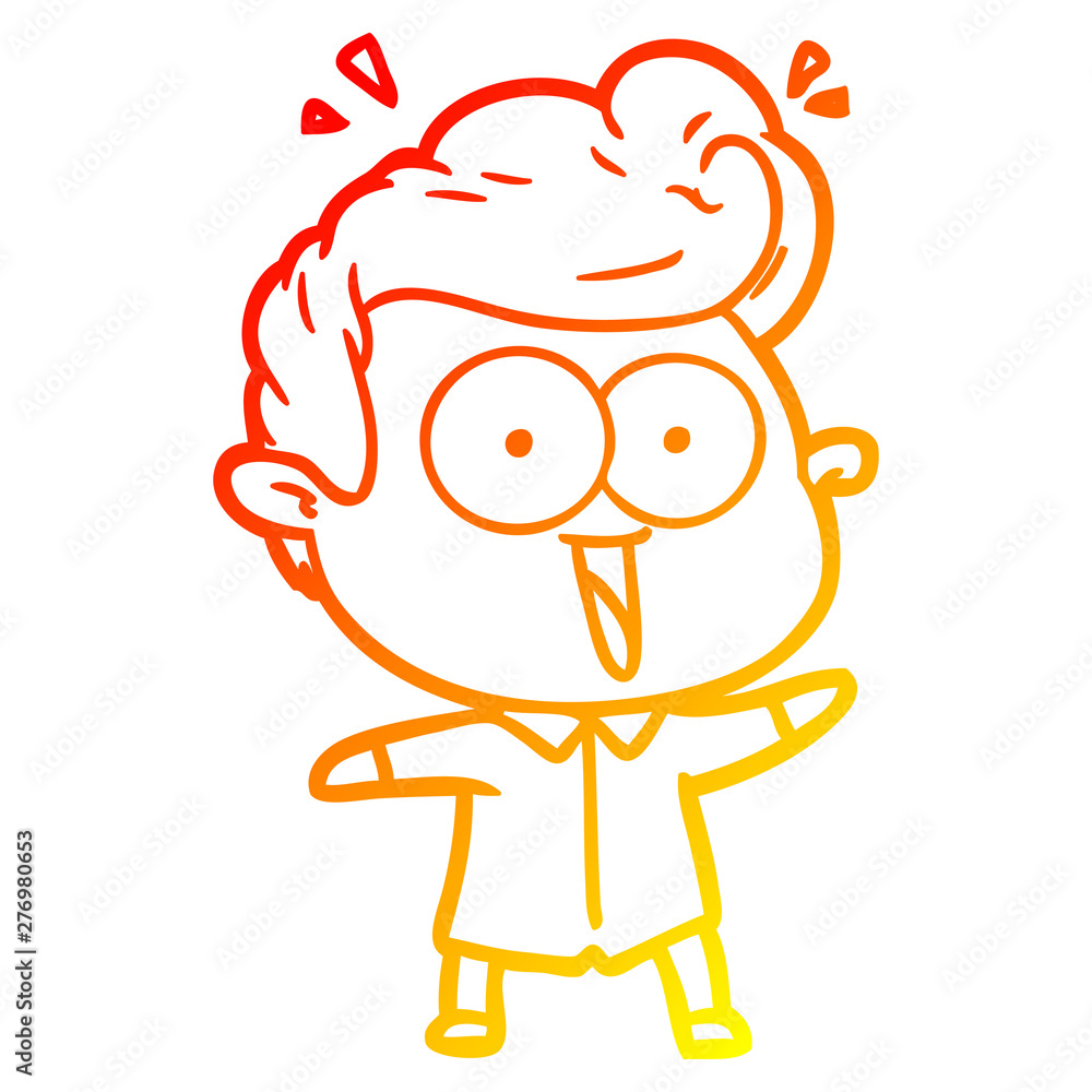 warm gradient line drawing cartoon excited man warm gradient line drawing cartoon excited man