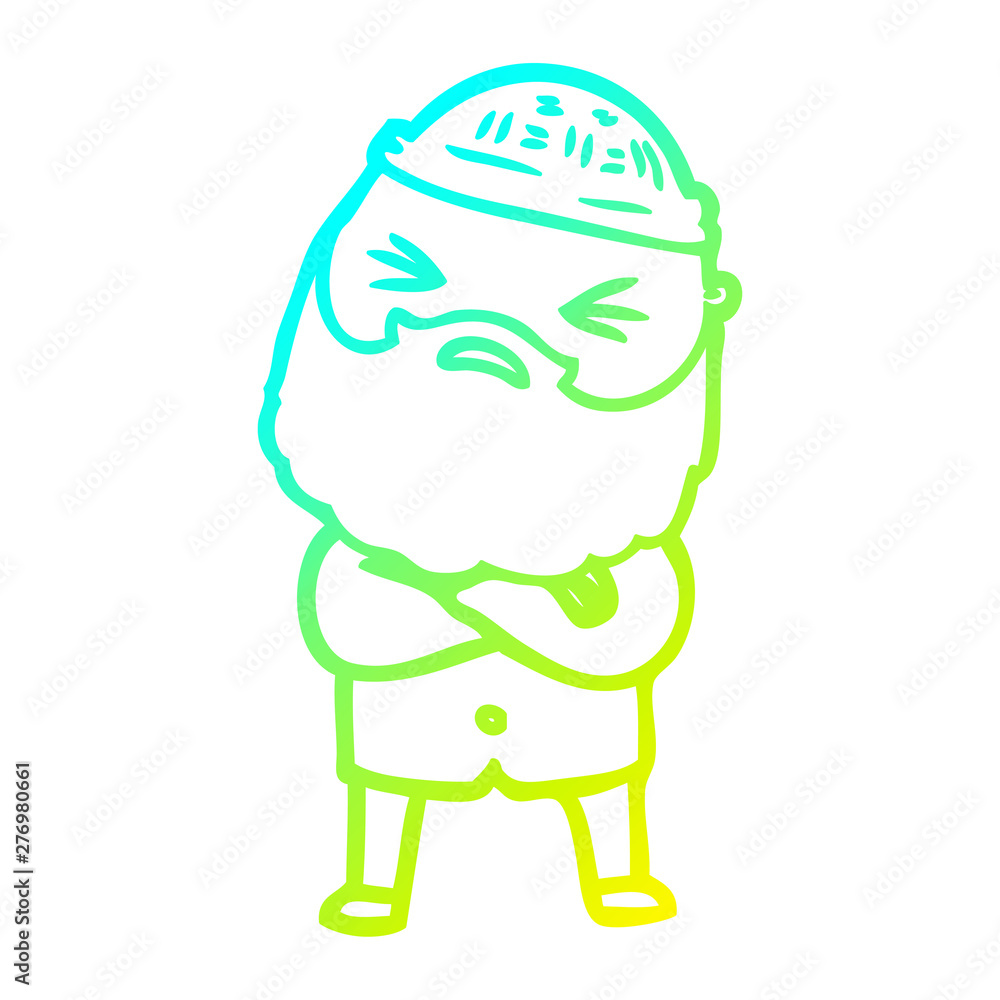 cold gradient line drawing cartoon man with beard cold gradient line drawing cartoon man with beard