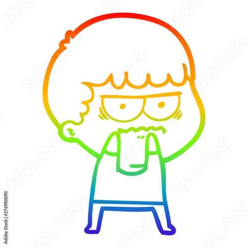 rainbow gradient line drawing cartoon annoyed man