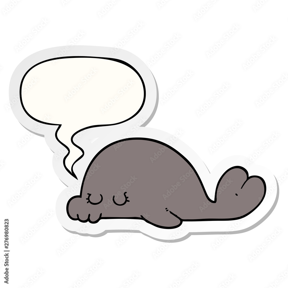 cartoon seal and speech bubble sticker
