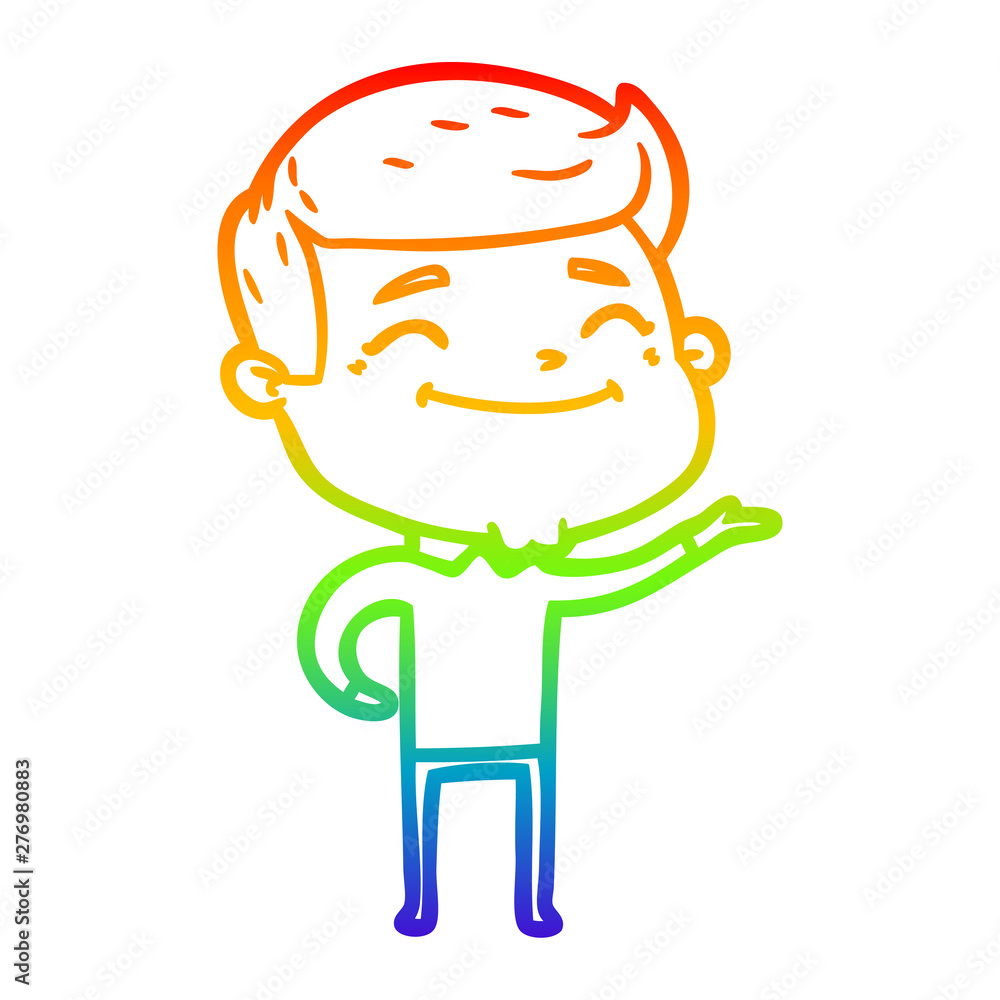 rainbow gradient line drawing happy cartoon man rainbow gradient line drawing happy cartoon man