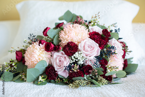 Red, Pink and White  Bridal Bouquet