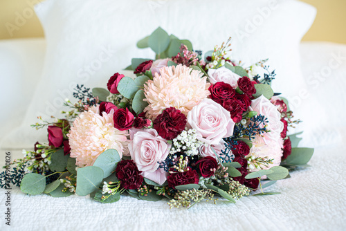 Red, Pink and White  Bridal Bouquet