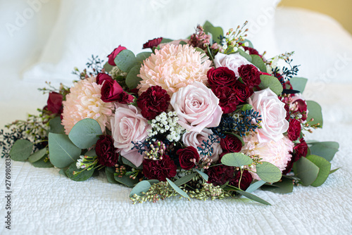 Red, Pink and White  Bridal Bouquet