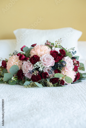 Red, Pink and White  Bridal Bouquet
