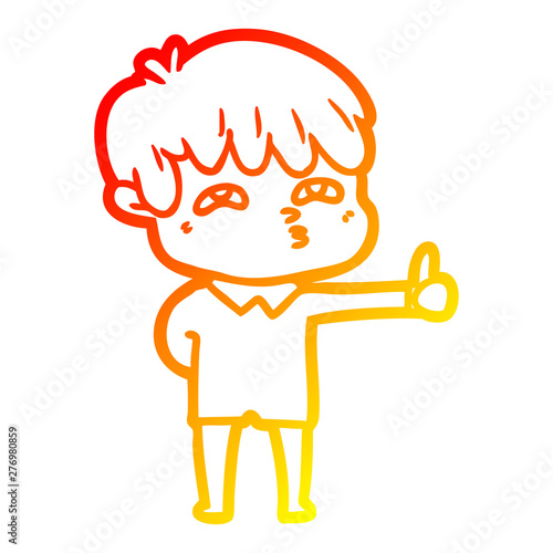 warm gradient line drawing cartoon curious man