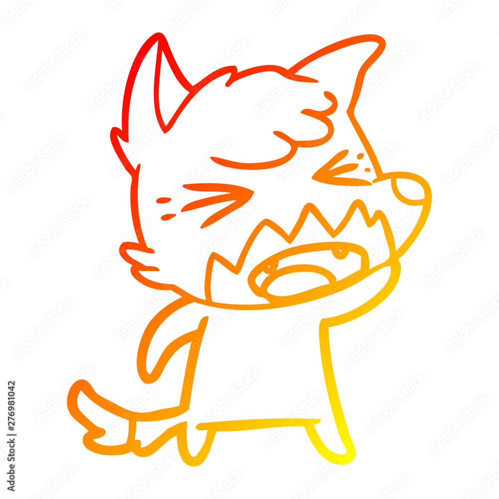 warm gradient line drawing angry cartoon fox warm gradient line drawing angry cartoon fox