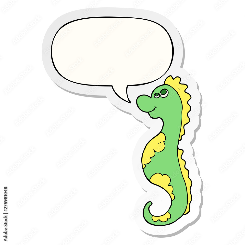 cartoon sea horse and speech bubble sticker cartoon sea horse and speech bubble sticker