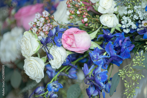 Beautifull Pink, Purple and White Bridal Bouquet close up