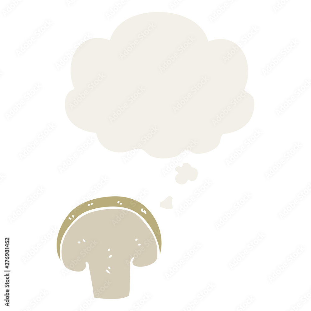 cartoon mushroom slice and thought bubble in retro style cartoon mushroom slice and thought bubble in retro style